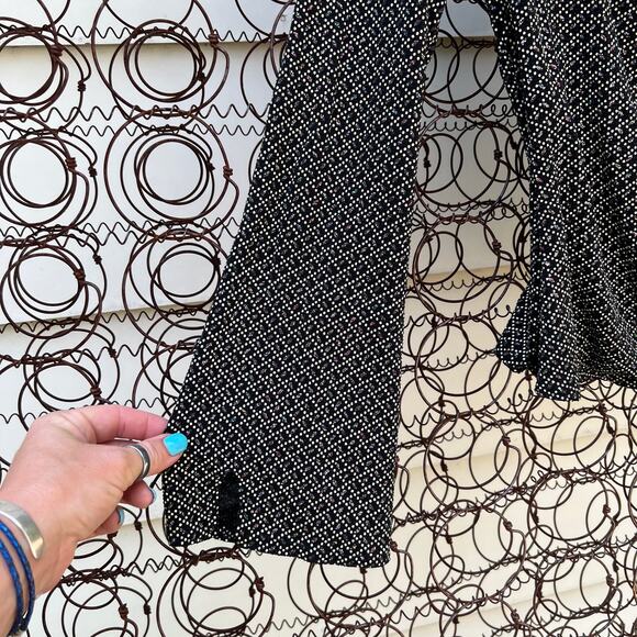 Vintage 90s Metaphor stretch glitter dark wrap front bell sleeve blouse - Picture 5 of 7